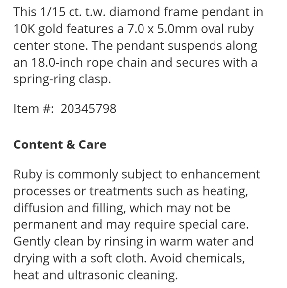 10k ruby and diamond pendent - Picture 5 of 7